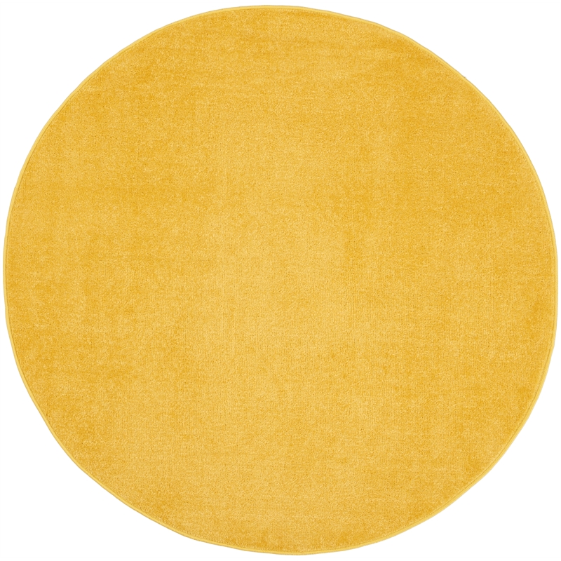 Pemberly Row 4' x Round Yellow Fabric Outdoor Area Rug (4' Round)