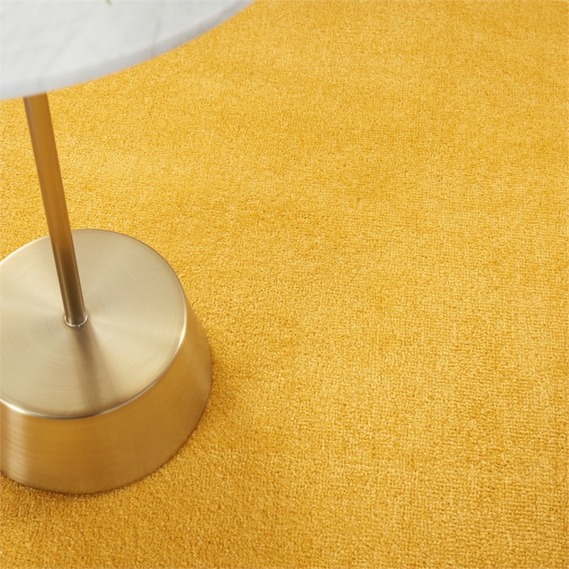 Pemberly Row 4' x Round Yellow Fabric Outdoor Area Rug (4' Round)