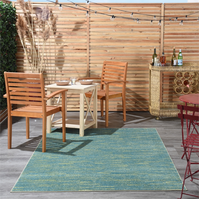 Pemberly Row 5' x 7' Blue Green Fabric Outdoor Area Rug (5' x 7')