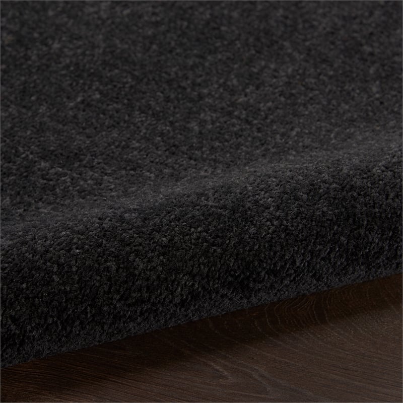 Pemberly Row 4' x Round Black Fabric Outdoor Area Rug (4' Round)