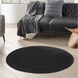 Pemberly Row 4' x Round Black Fabric Outdoor Area Rug (4' Round)