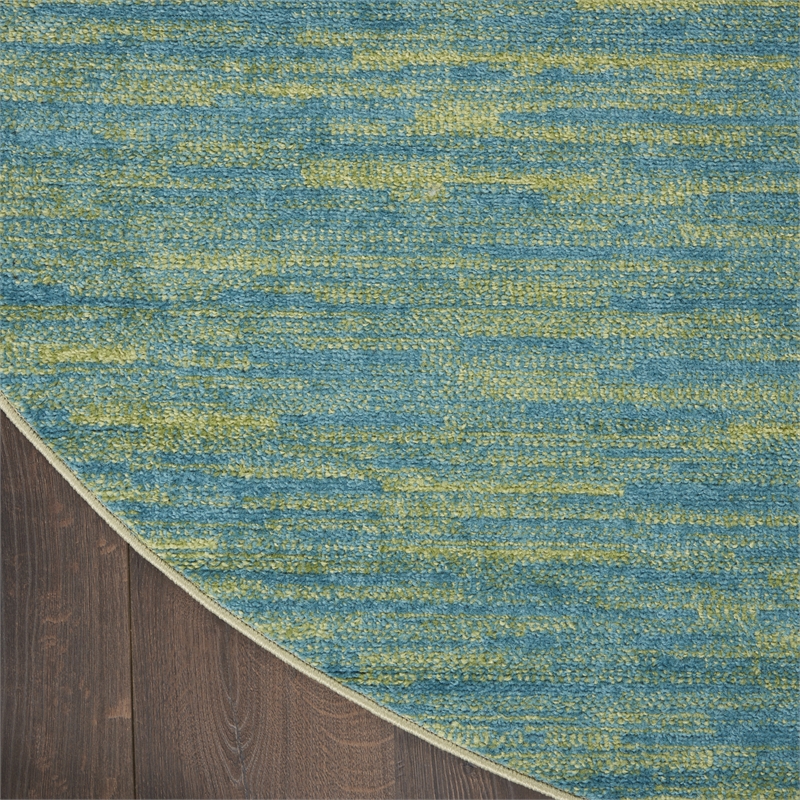 Pemberly Row 4' x Round Blue Green Fabric Outdoor Area Rug (4' Round)