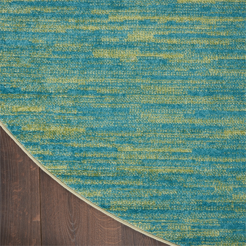 Pemberly Row 4' x Round Blue Green Fabric Outdoor Area Rug (4' Round)
