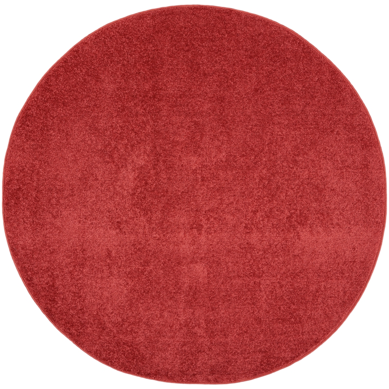 Pemberly Row 4' x Round Brick Red Fabric Outdoor Area Rug (4' Round)