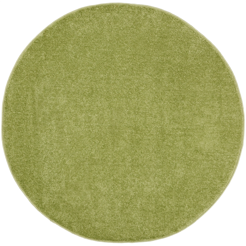 Pemberly Row 4' x Round Green Fabric Outdoor Area Rug (4' Round)