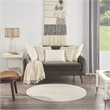 Pemberly Row 4' x Round Ivory Beige Fabric Outdoor Area Rug (4' Round)