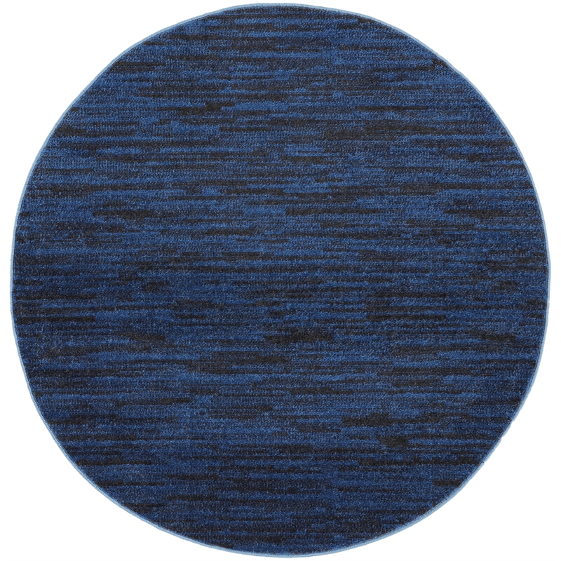Pemberly Row 4' x Round Midnight Blue Fabric Outdoor Area Rug (4' Round)