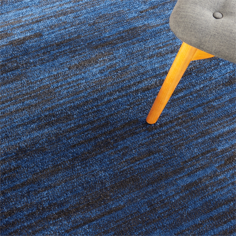 Pemberly Row 4' x Round Midnight Blue Fabric Outdoor Area Rug (4' Round)