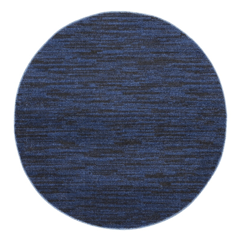 Pemberly Row 4' x Round Midnight Blue Fabric Outdoor Area Rug (4' Round)