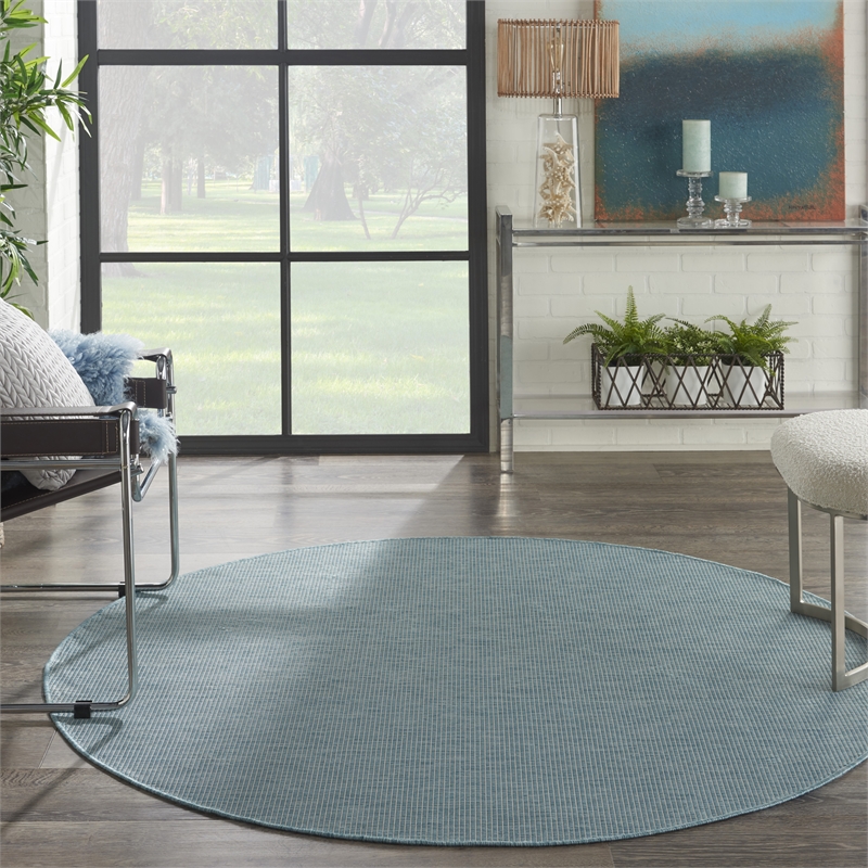 Pemberly Row 6' x Round Aqua Fabric Modern Area Rug (6' Round)