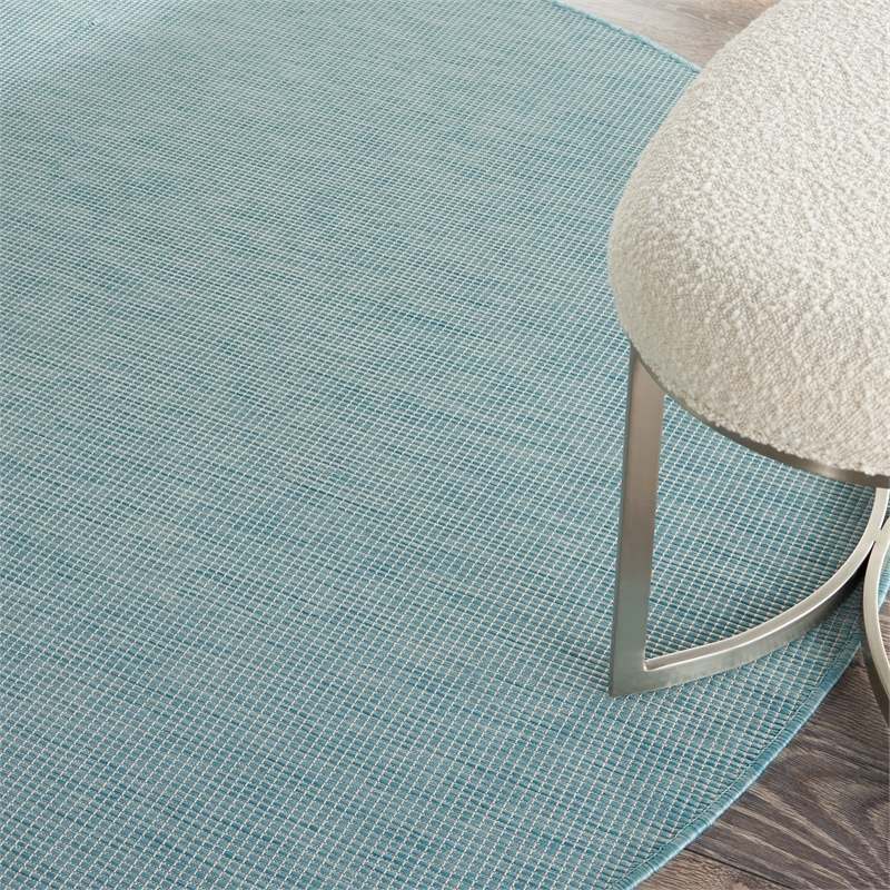 Pemberly Row 6' x Round Aqua Fabric Modern Area Rug (6' Round)