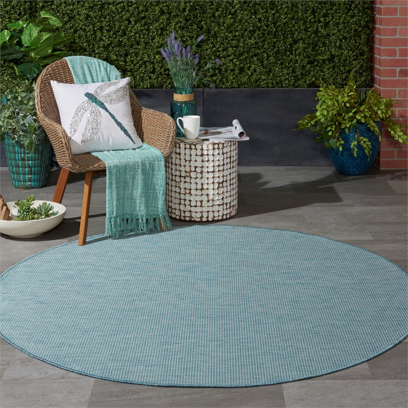 Pemberly Row 6' x Round Aqua Fabric Modern Area Rug (6' Round)