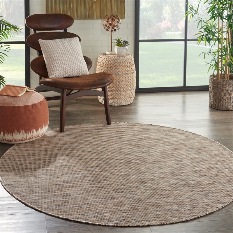 Pemberly Row 6' x Round Beige Fabric Modern Area Rug (6' Round)