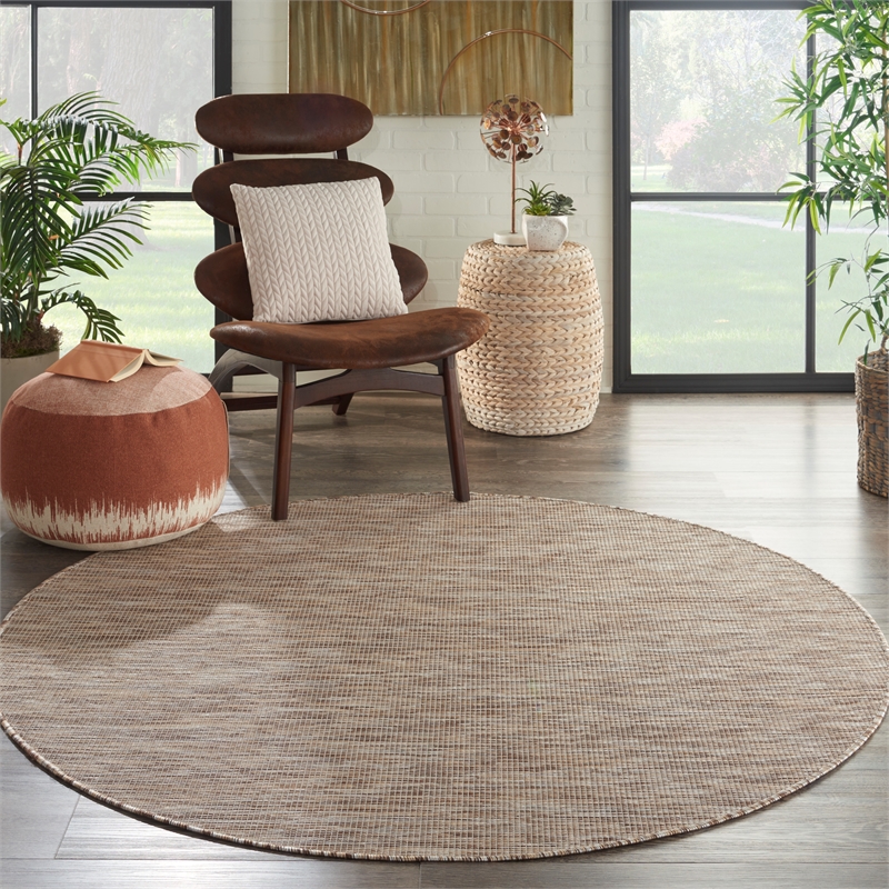 Pemberly Row 6' x Round Beige Fabric Modern Area Rug (6' Round)