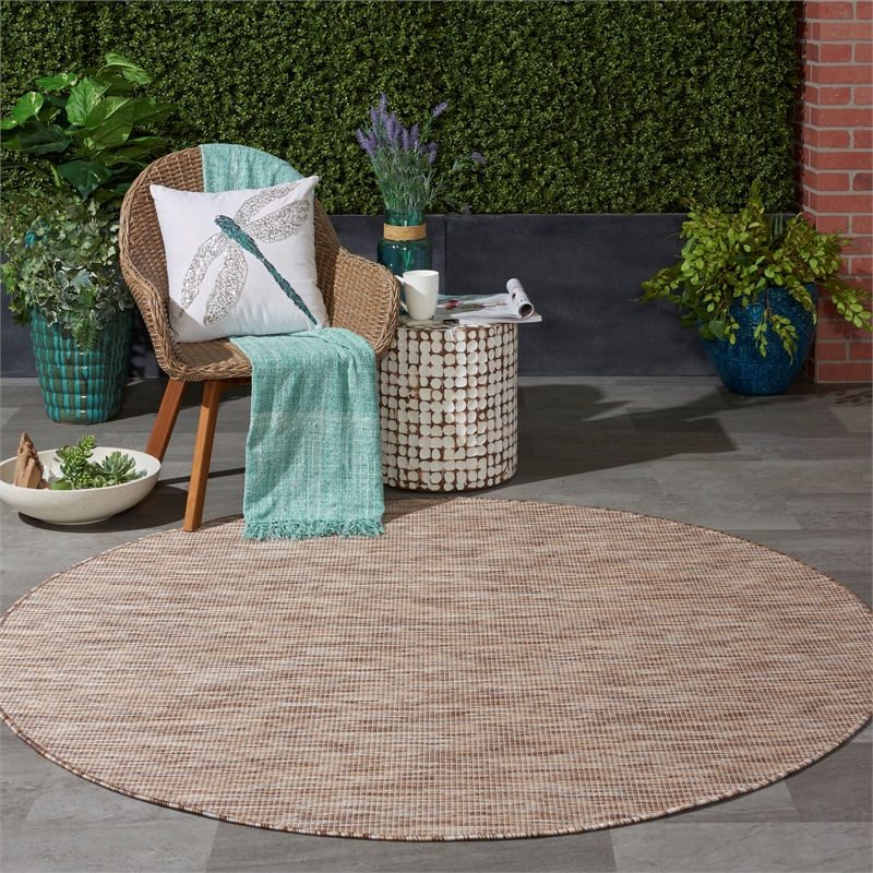 Pemberly Row 6' x Round Beige Fabric Modern Area Rug (6' Round)