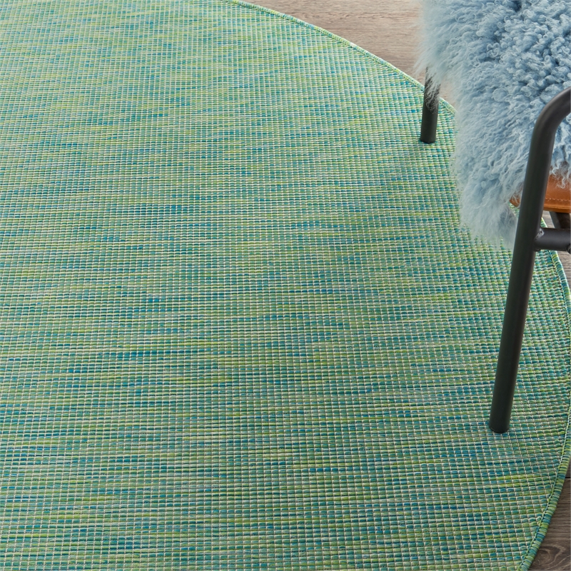 Pemberly Row 6' x Round Blue Green Fabric Modern Area Rug (6' Round)