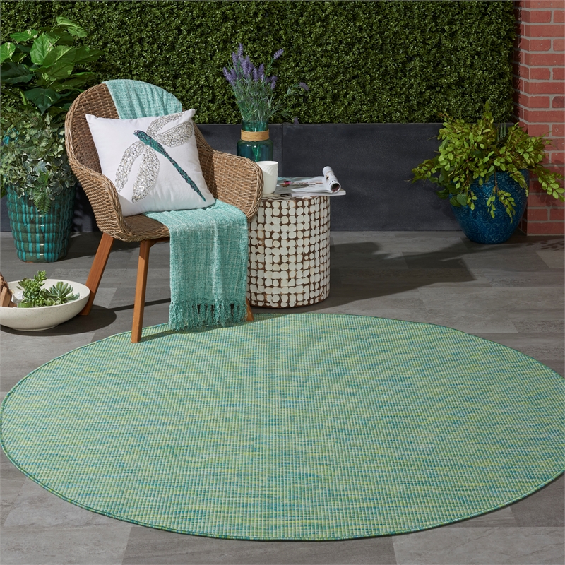 Pemberly Row 6' x Round Blue Green Fabric Modern Area Rug (6' Round)