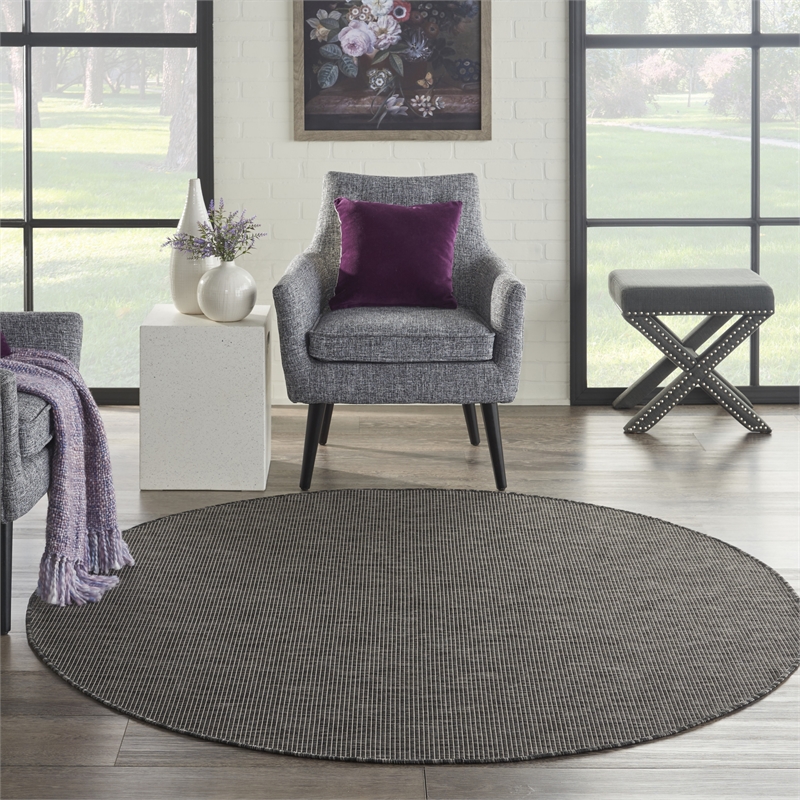 Pemberly Row 6' x Round Charcoal Fabric Modern Area Rug (6' Round)