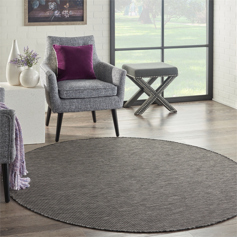 Pemberly Row 6' x Round Charcoal Fabric Modern Area Rug (6' Round)
