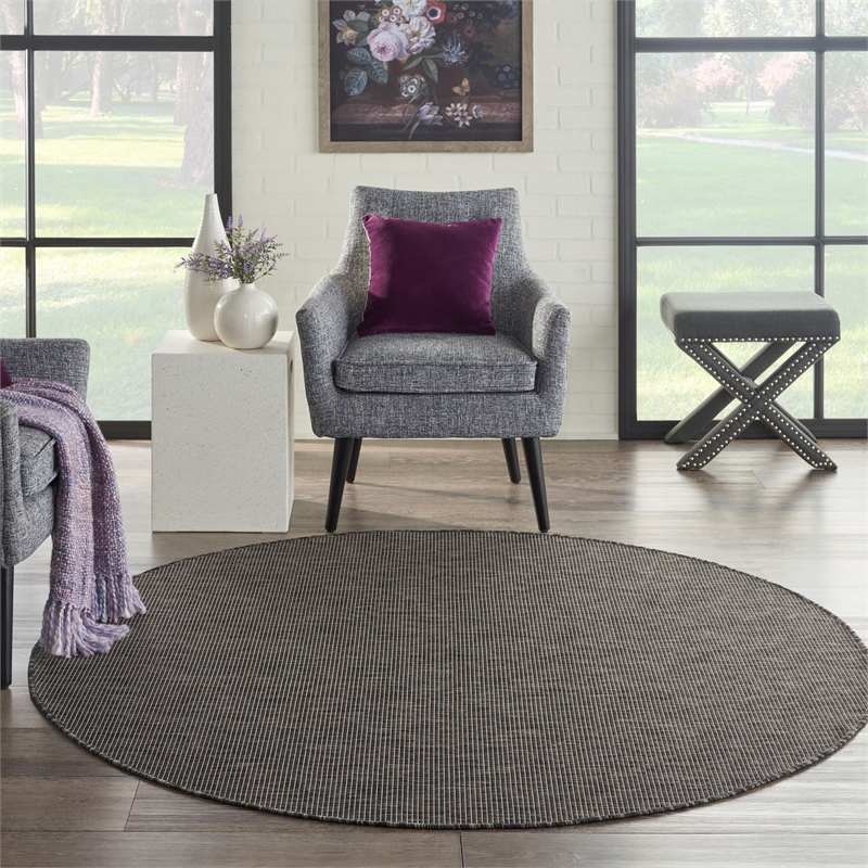 Pemberly Row 6' x Round Charcoal Fabric Modern Area Rug (6' Round)
