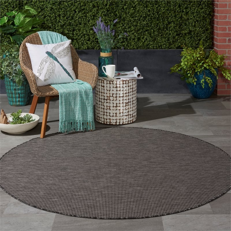 Pemberly Row 6' x Round Charcoal Fabric Modern Area Rug (6' Round)