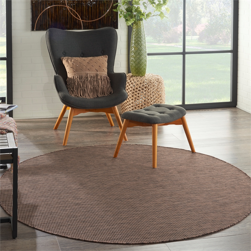 Pemberly Row 6' x Round Natural Fabric Modern Area Rug (6' Round)