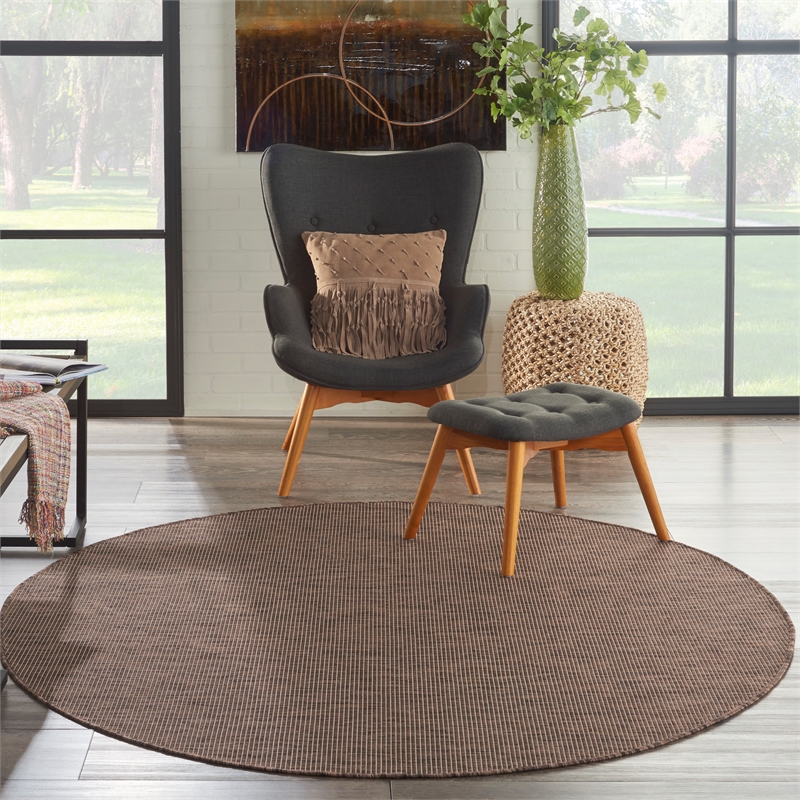 Pemberly Row 6' x Round Natural Fabric Modern Area Rug (6' Round)