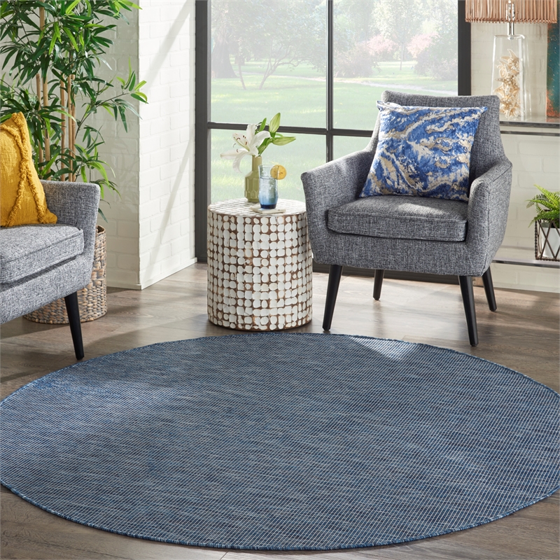 Pemberly Row 6' x Round Navy Blue Fabric Modern Area Rug (6' Round)
