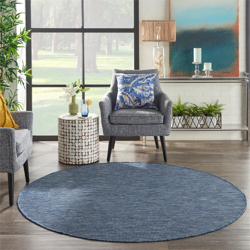 Pemberly Row 6' x Round Navy Blue Fabric Modern Area Rug (6' Round)