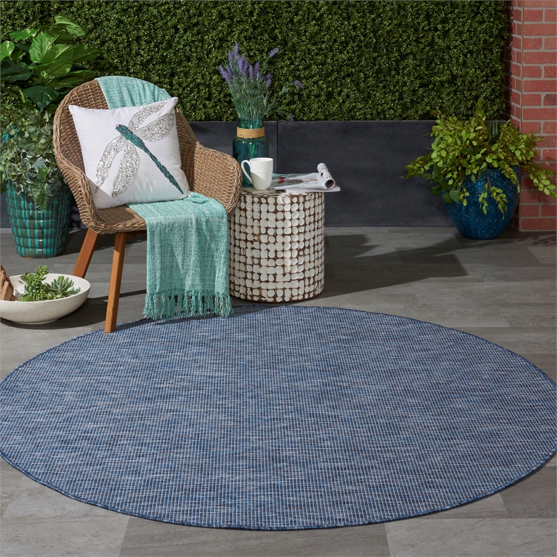 Pemberly Row 6' x Round Navy Blue Fabric Modern Area Rug (6' Round)