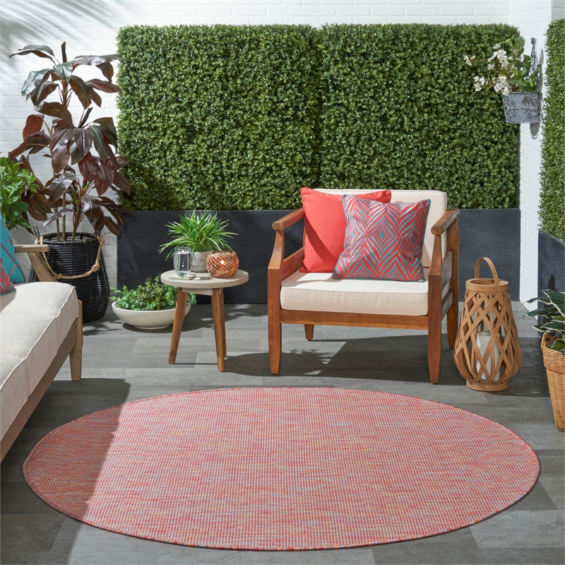 Pemberly Row 6' x Round Rainbow Fabric Modern Area Rug (6' Round)