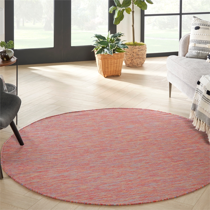 Pemberly Row 6' x Round Rainbow Fabric Modern Area Rug (6' Round)