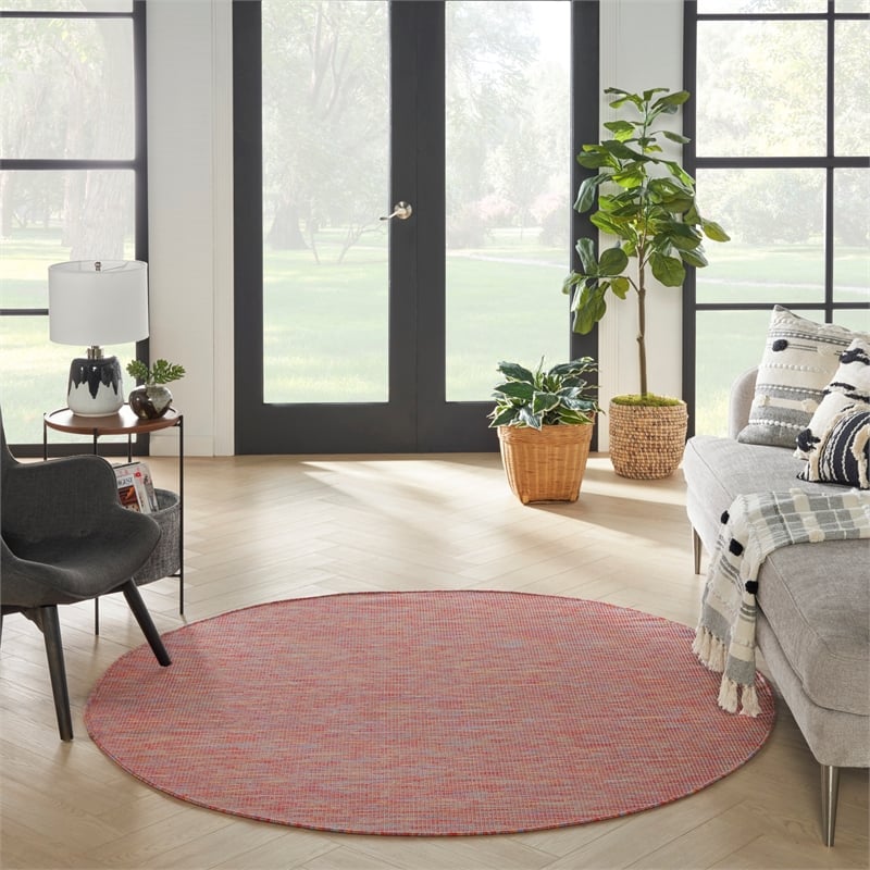 Pemberly Row 6' x Round Rainbow Fabric Modern Area Rug (6' Round)