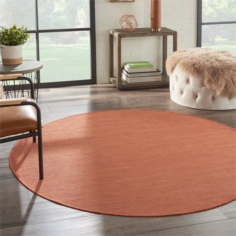 Pemberly Row 6' x Round Terracotta Fabric Modern Area Rug (6' Round)