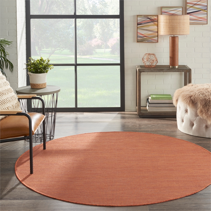 Pemberly Row 6' x Round Terracotta Fabric Modern Area Rug (6' Round)