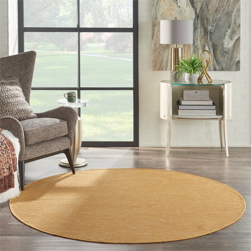 Pemberly Row 6' x Round Yellow Fabric Modern Area Rug (6' Round)
