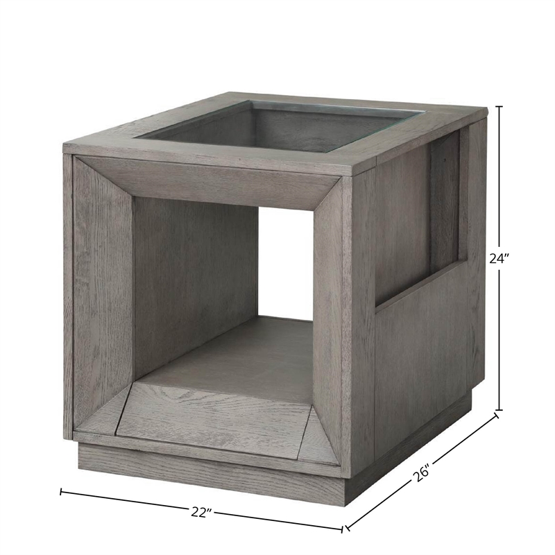 Pemberly Row Contemporary Oak Veneer End Table in Moonstone Finish