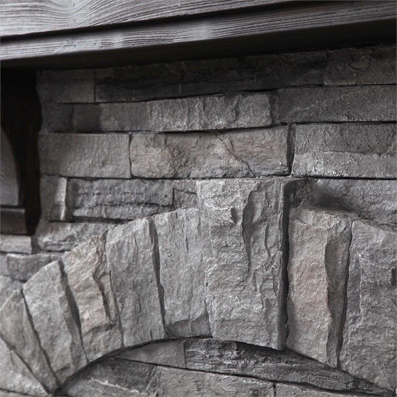 Pemberly Row 45 in. Magnesium Oxide Freestanding Electric Fireplace in Gray