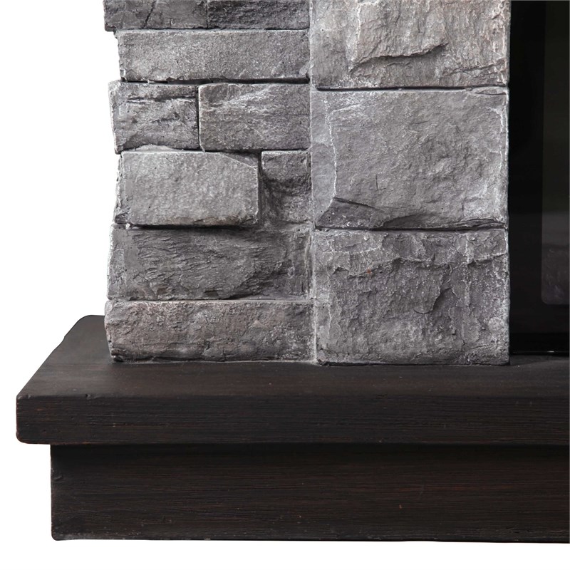 Pemberly Row 45 in. Magnesium Oxide Freestanding Electric Fireplace in Gray