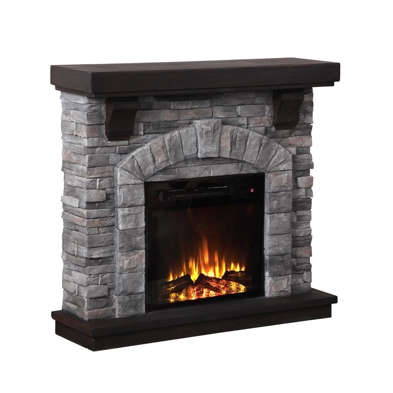 Pemberly Row 45 in. Magnesium Oxide Freestanding Electric Fireplace in Gray