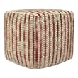 Pemberly Row Contemporary Boho Cube Woven Pouf in Maroon Cotton and Wool