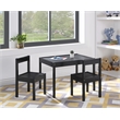 Pemberly Row 3-Piece Traditional Wood Kids Table & Chair Set in Black