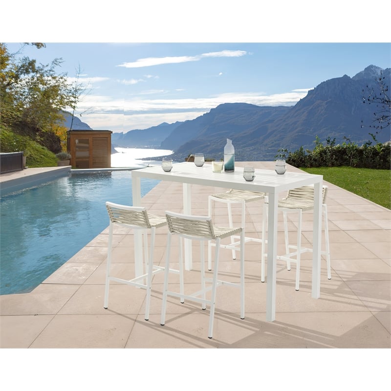 Pemberly Row Contemporary Aluminium Outdoor Patio Rectangle Bar Table