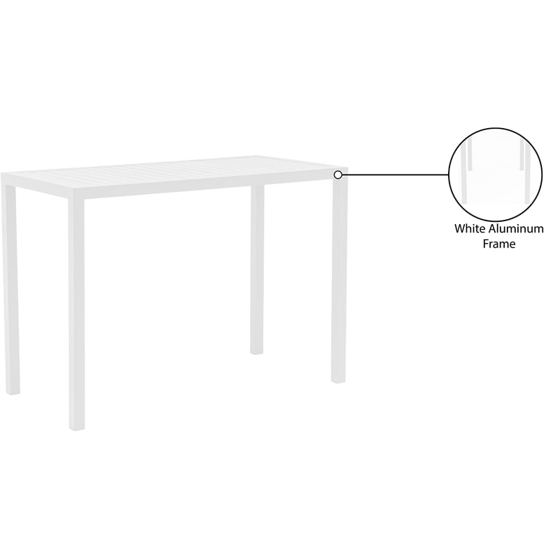 Pemberly Row Contemporary Aluminium Outdoor Patio Rectangle Bar Table