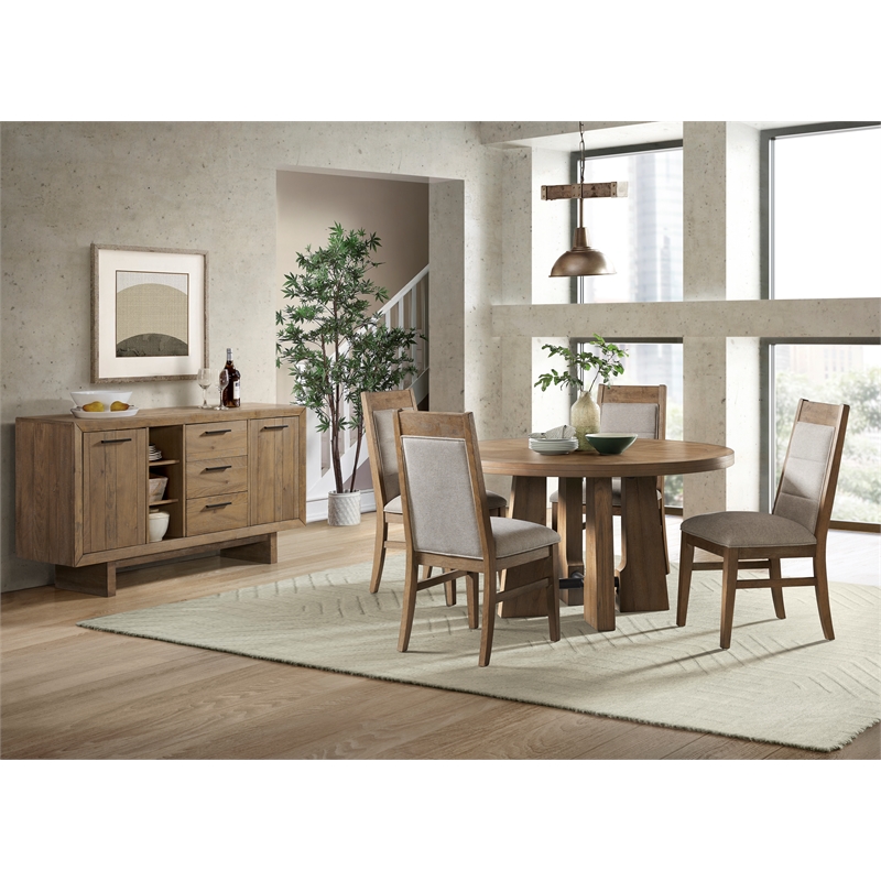 Pemberly Row Modern Transitional Wood Chair in Oak (Set of 2)