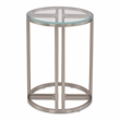 Pemberly Row Stainless Steel & Glass Chairside Table in Silver Mist