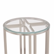 Pemberly Row Stainless Steel & Glass Chairside Table in Silver Mist