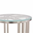 Pemberly Row Stainless Steel & Glass Chairside Table in Silver Mist