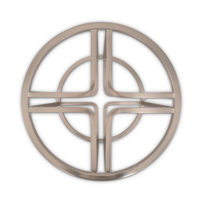 Pemberly Row Stainless Steel & Glass Chairside Table in Silver Mist