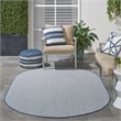 Pemberly Row 5' x 8' Oval Ivory Blue Fabric Modern Area Rug (8' Oval)